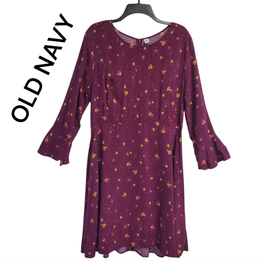 Old Navy Women's Purple Floral Dress Size XL
